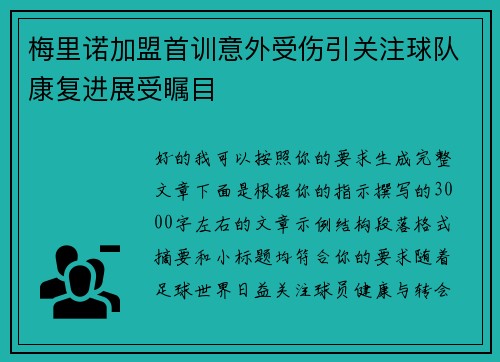 梅里诺加盟首训意外受伤引关注球队康复进展受瞩目 梅里诺加盟首训意外受伤引关注球队康复进展受瞩目